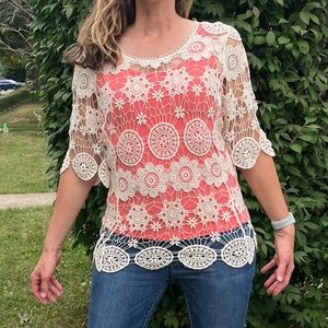 - Grace & Lace M Crochet Tunic Sweater! EUC!